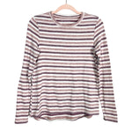 American Eagle Wine/Brown/Beige Striped Soft & Sexy Plush Top- Size S