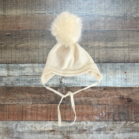 Happy Baby Light Cream Knit Pom Kids Hat