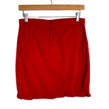 Pretty Little Thing Red Denim Distressed Ruffle Skirt- Size 6 (sold out online, we have matching jacket)