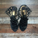 Topshop Boutique Black Ruffle/Snakeskin Stiletto Heels- Size 37 (see notes)