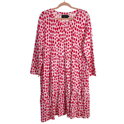 Duffield Lane White Pink Polka Dot Print Dress- Size 3XL