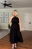 Scoop Black Gathered Halter Dress NWT- Size M (sold out online)