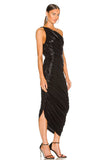 Norma Kamali Black One Shoulder Cinched Bodycon Dress- Size S/36