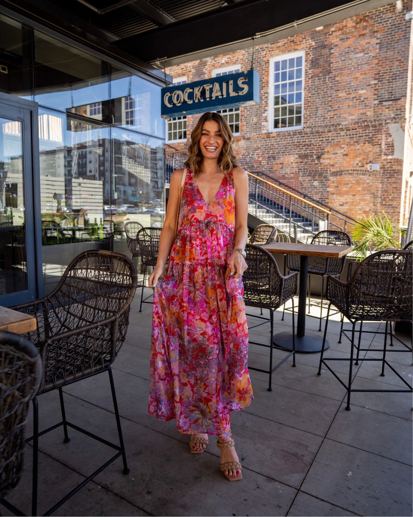 Free People Red with Multi-Color Pattern Juliana Maxi Dress NWT- Size The Saved Collection Free People Red with Multi-Color Pattern Juliana Maxi Dress NWT- Size The Saved Collection