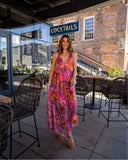 Free People Red with Multi-Color Pattern Juliana Maxi Dress NWT- Size S