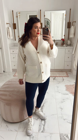 Abercrombie & Fitch Cream Button Front Cardigan Sweater-Size XL