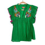THML Green Embroidered Flower Top - Size S (See Notes)