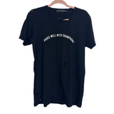 Lulusimonstudio Black Pairs Well with Champagne Distressed Tee- Size S