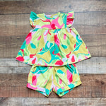 Grace & James Red/Green/Pink/Yellow Patterned Top and Shorts Set- Size 3T (sold as a set)