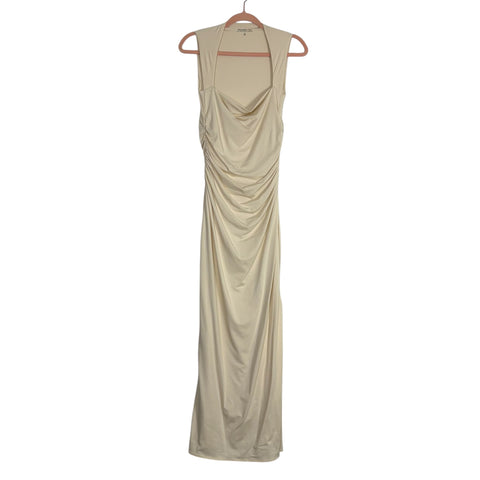 Abercrombie & Fitch Modal-Blend Collection Cream Ruched Side Slit Dress- Small Tall