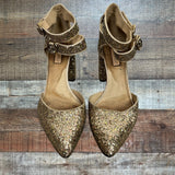 TOPSHOP Gold Glitter Closed Toe Sandals- Size 39