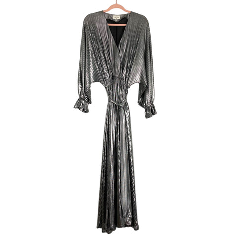 AURA Metallic Silver Belted Slit Dress NWT- Size XS (sold out online)