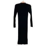 Dress Forum Black Ribbed Mock Neck with Side Slit Midi Dress NWT- Size L