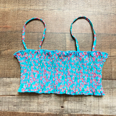 Solid & Striped Blue Floral Smocked Indigo Bikini Top NWT- Size S (we have matching bottoms)