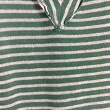 Ces Femme Green/White Striped 3/4 Length Sleeve V-Neck Top- Size ~S (see notes, no size tag, fits like a small)