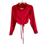 Khosi Nkosi Red Satin Button Front Exposed Back Tie Top- Size S