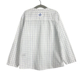Little Paper Boat Blue Checkered Mock Collar Button Up- Size 5