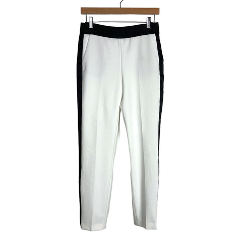 Zara Basic White with Black Satin Tuxedo Pants- Size S (see notes, Inseam 27.5”)