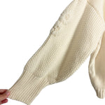 Vestique Cream Floral Knit Sweater- Size S