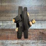 Sophia Webster Black Leather Velcro Strap Jeweled Sandals- Size 36 (Sold Out Online)