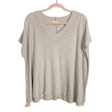 Pink Lily Oatmeal Waffle Stitch V-Neck Top- Size S (see notes)