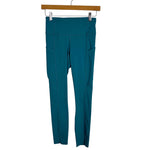 Lululemon Teal with Side Pockets Raw Hem Exposed Seams Leggings - Size 4 (Inseam 24.5”)