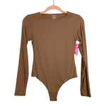 Pumiey Mocha Long Sleeve Bodysuit NWT- Size M