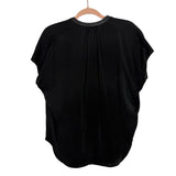 Vince. Black Leather Trim Flowy Blouse- Size XXS