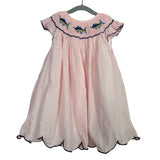 The Smocked Flamingo Pink Smocked Fish Swiss Dot Dress - Size 4T (See Notes)