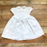 Beaufort Bonnet Company White with Pink/Blue/Green Flowers and Bows Print and Back Bow Smocked Dress- Size 5
