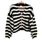 Pink Lily Black/White with Pumpkin Buttons Cardigan Sweater- Size S