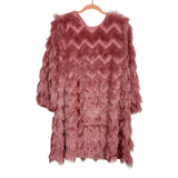 Anthropologie (Hutch) Rose Fringed Chevron Mini Shift Dress NWT - Size L