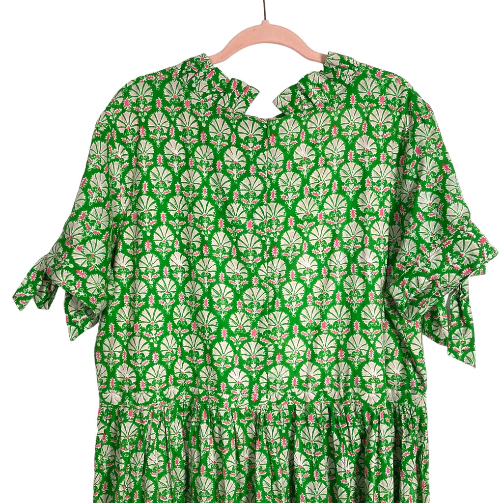 wilson green dress Elizabeth Wilson Green with Pink Printed Ruffle Mock Neck Dress- Size – The  Saved Collection