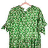 Elizabeth Wilson Green with Pink Printed Ruffle Mock Neck Dress- Size XXXL (sold out online)