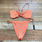 Lounge Orange Floral Front and Back Tie Bikini Top NWT- Size L (we have matching bottoms)