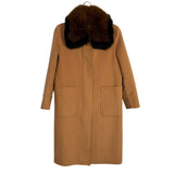 Derek Lam 10 Crosby Camel Wool Blend Coat with Removable Dyed Fox Fur Trim- Size 2