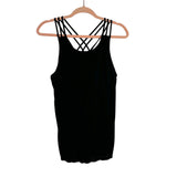 Athleta Black with Built-In Padded Bra and Back Criss Cross Straps Tank- Size M