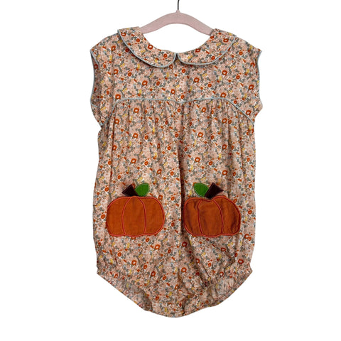 Grace & James Kids Floral Print/Pumpkin Outfit - Size 3T