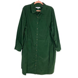Foxcroft Green Corduroy Button Up Dress- Size 2X