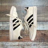 Adidas White and Black Leather Sneakers- Size 9.5 (see notes)