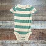 Cloud Island Green and White Striped Onesie- Size 12M