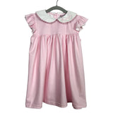 The Smocking Place Pink and White Striped Embroidered Harper Dress- Size 3T
