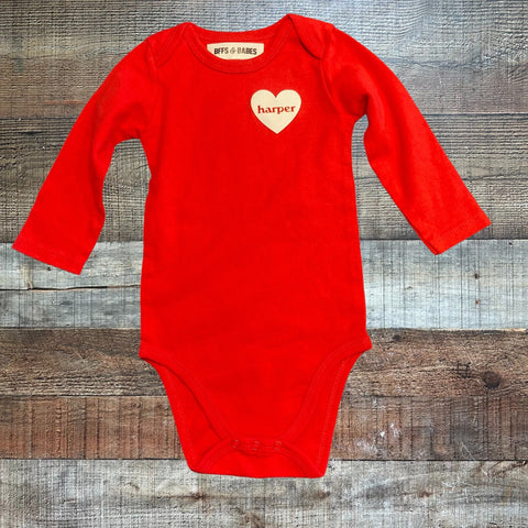 BFFS & BABES Red Harper Onesie- Size 18-24M