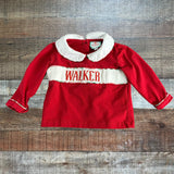 The Smocked Flamingo Red Smocked Walker Top + Red/Green Plaid Pants Outfit - Size 12M (See Notes)