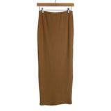 Boohoo Camel with Back Slit and Elastic Waist Skirt- Size 6 (see notes)