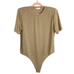 WAYF Tan Shoulder Padded Bodysuit- Size XL