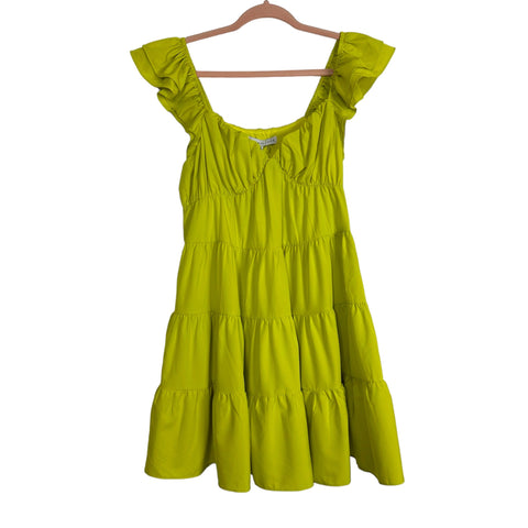 Endless Rose Lime Green Ruffled Sweetheart Flounced Mini Dress NWT- Size S