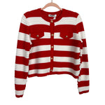 Grace Karin Red/White Striped Knit Button Cardigan NWT- Size S