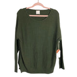 Kerisma Dark Olive Ribbed Crew Neck Flipia Sweater NWT- Size S/M