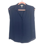 Joie 100% Silk Navy Hidden Button Up Sheer Blouse- Size XS (see notes)